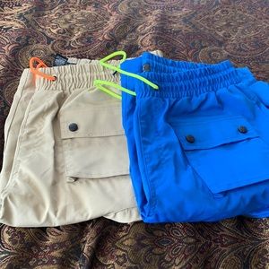 Men’s shorts blue /brown with neon strings. Size 34-36 Screenshot brand new.